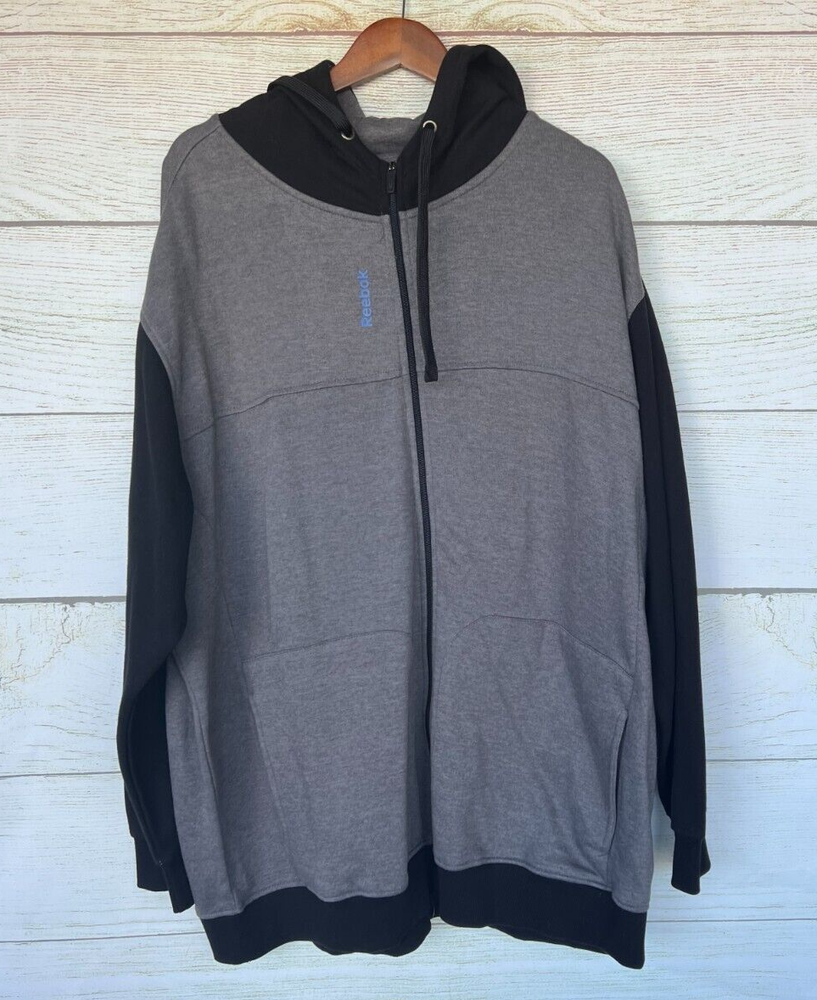 Reebok Hoodie Sweatshirt Big iMens Size 3XL Grey Fleece Hoodie Sweatshirt New