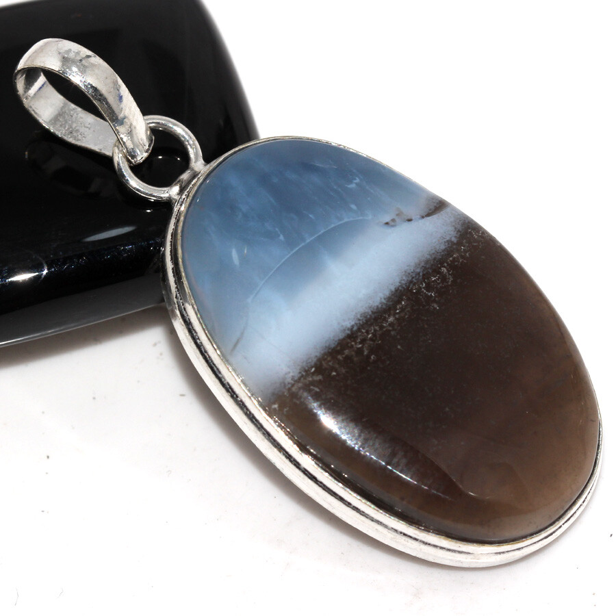 925 Silver Plated Owhyee Blue Opal Ethnic Pendant Handmade Jewelry Size 2