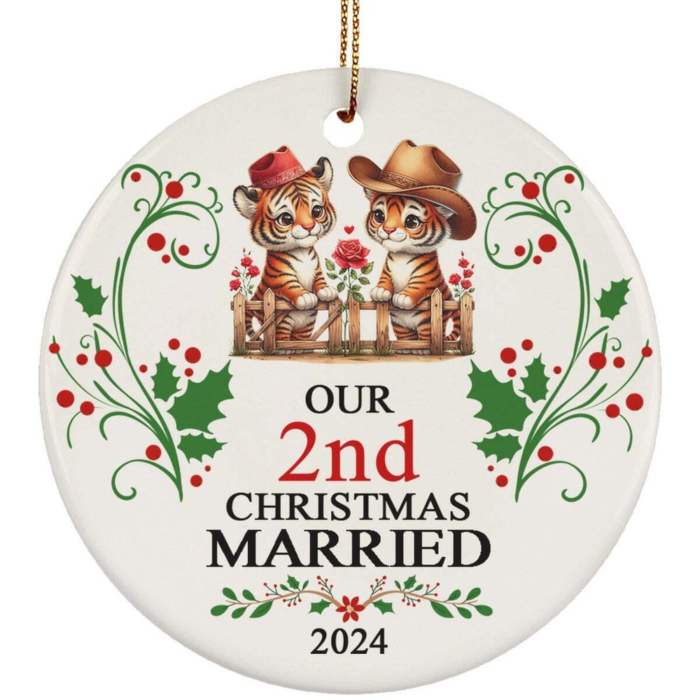 Our 2nd Years Christmas Married Ornament Gift 2 Anniversary With Tiger Couple