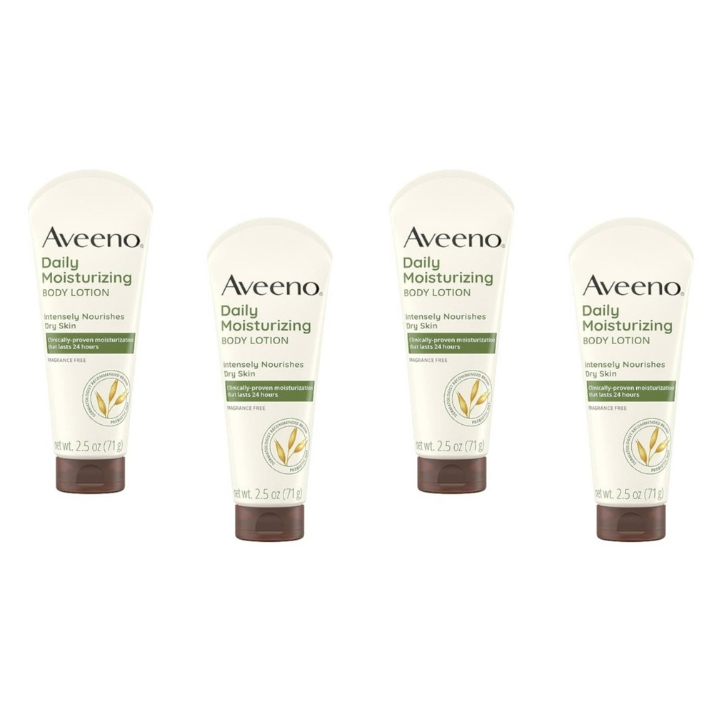 Aveeno Daily Moisturizing Lotion with Oat for Dry Skin, Unisex 2.5oz (4 Pack)