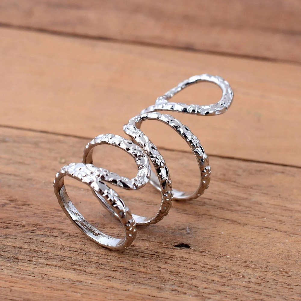 Arthritis Relief 925 Silver Splint Knuckle Statement Ring Full Finger Jewelry