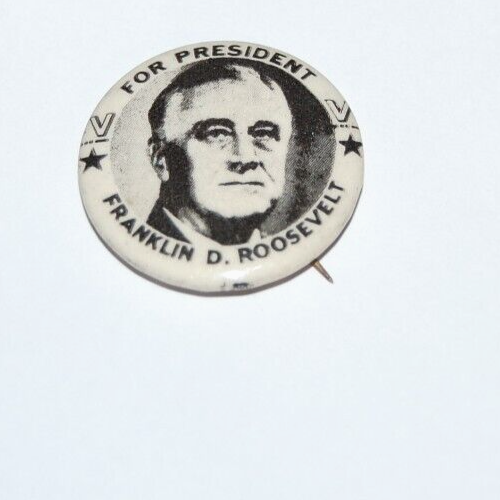 1944 V VICTORY FDR Franklin D. Roosevelt campaign pin pinback button PRESIDENT