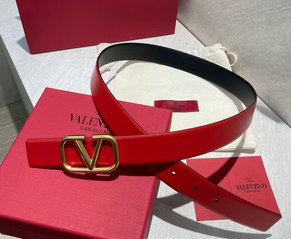 VALEN TINO Women's belt with double-sided belt Red Black width 3 cm Without box