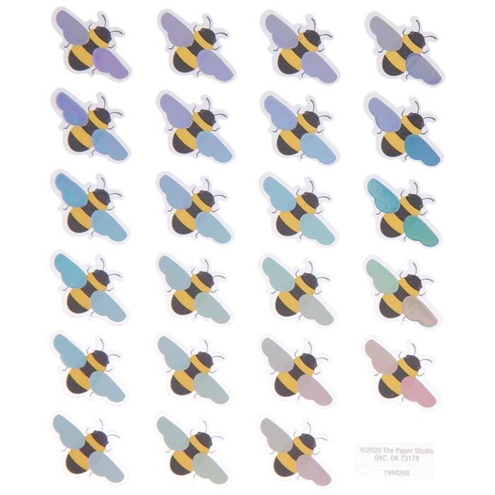 2 Sheets Bee Holographic Stickers Papercraft DIY Crafts Scrapbook Envelope Seals