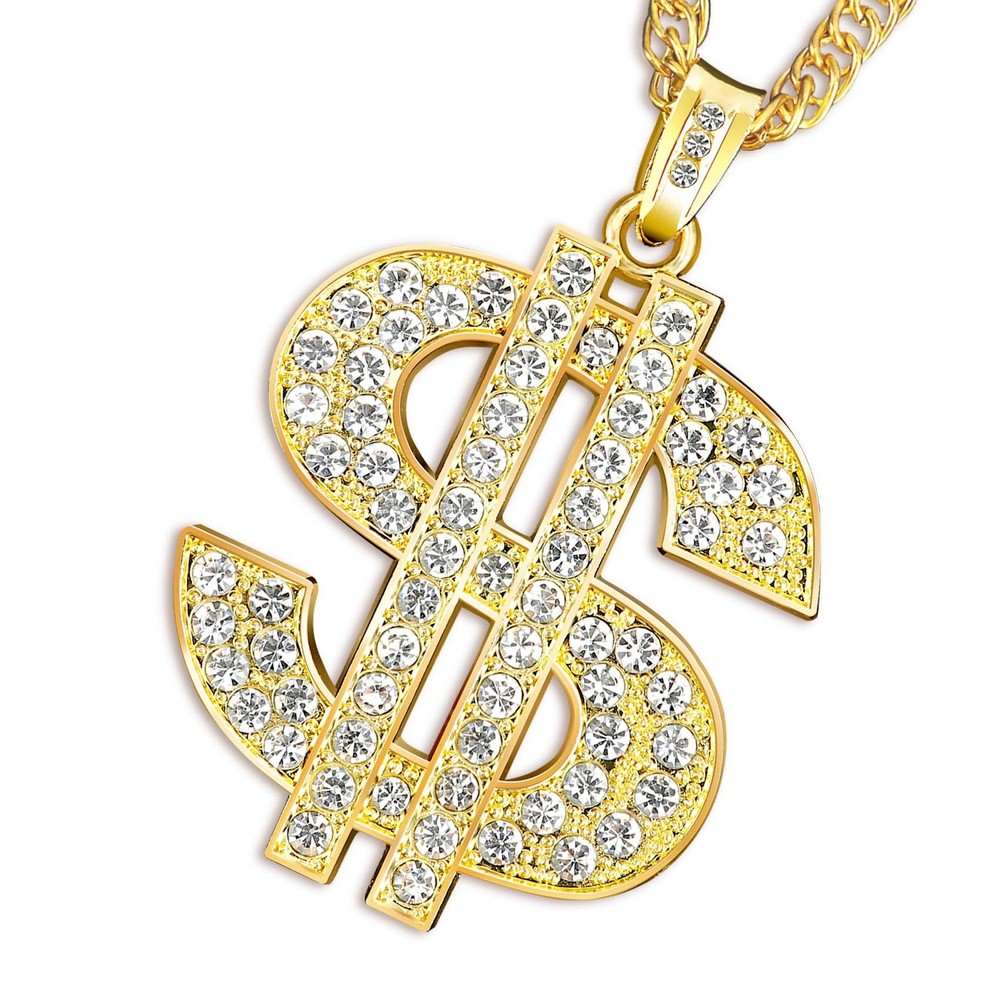 Gold Chain With Dollar Sign Pendant Necklace - Hip Hop Money