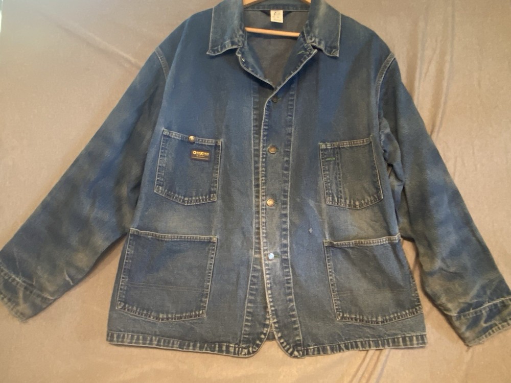 VTG OshKosh B'Gosh Denim Chore Coat Union Made Sanforized AMERICAN MADE!