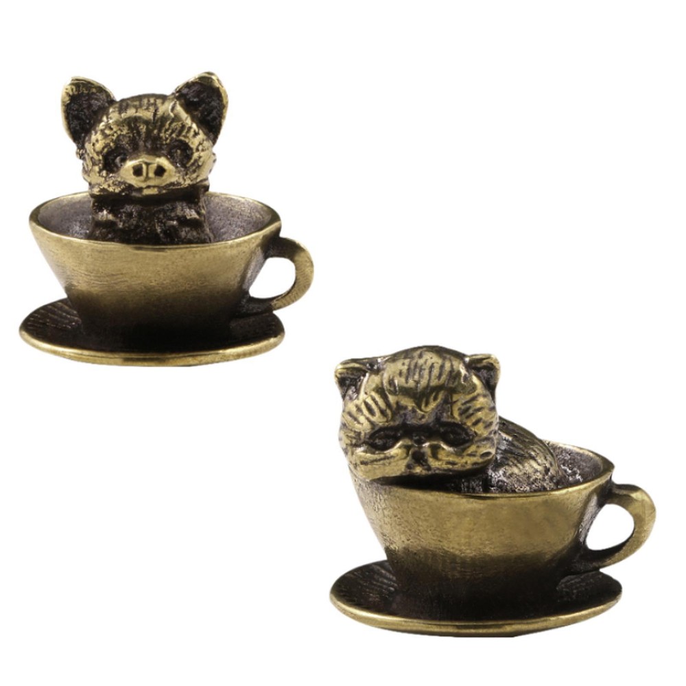 Coffee Cup Pet Sculpture Feng Shui Statue Home Decor Collectible Gift Animal