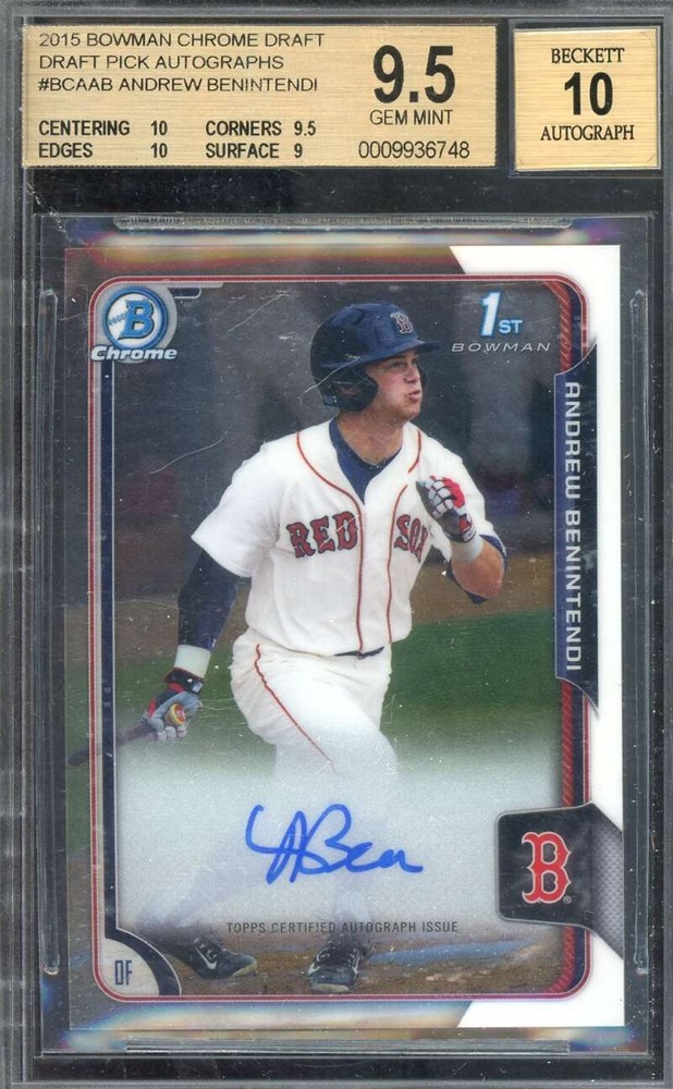 Andrew Benintendi 2015 Bowman Chrome Draft Pick R Beckett BAS Signed Gem Mint 10