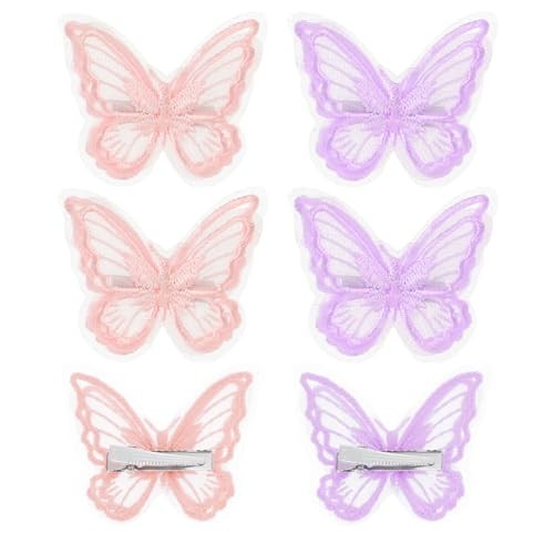 6Pcs Cute Lace Embroidery Flower Butterfly Hair Clips for Girls