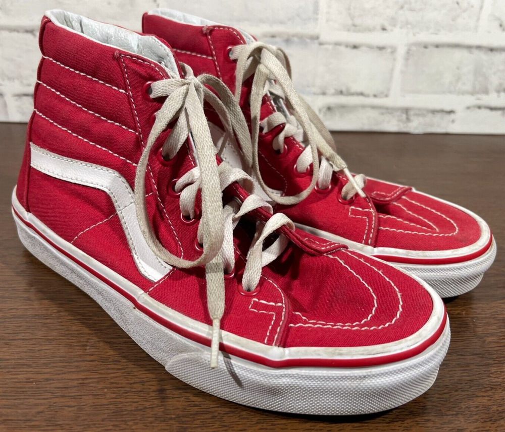 VANS Skateboarder Sneakers Mens 5 Womens 6.5 Red White Style 721565