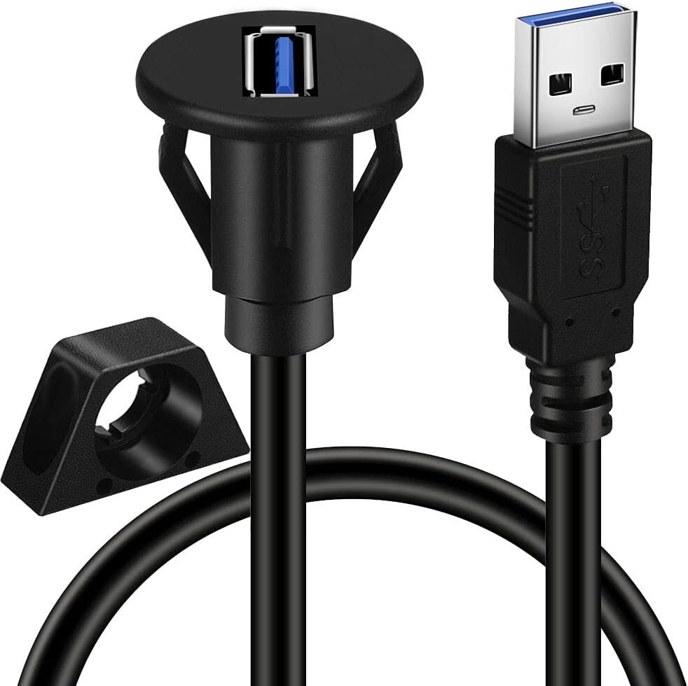 BATIGE USB 3.0 Male to Female AUX Flush Mount Panel Adapter