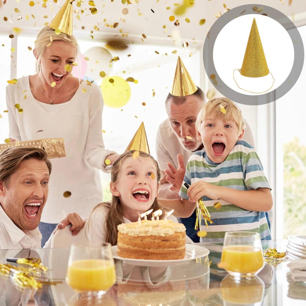 12 PCS Pink Birthday Party Hats with Blowers for Kids Baby Crowns