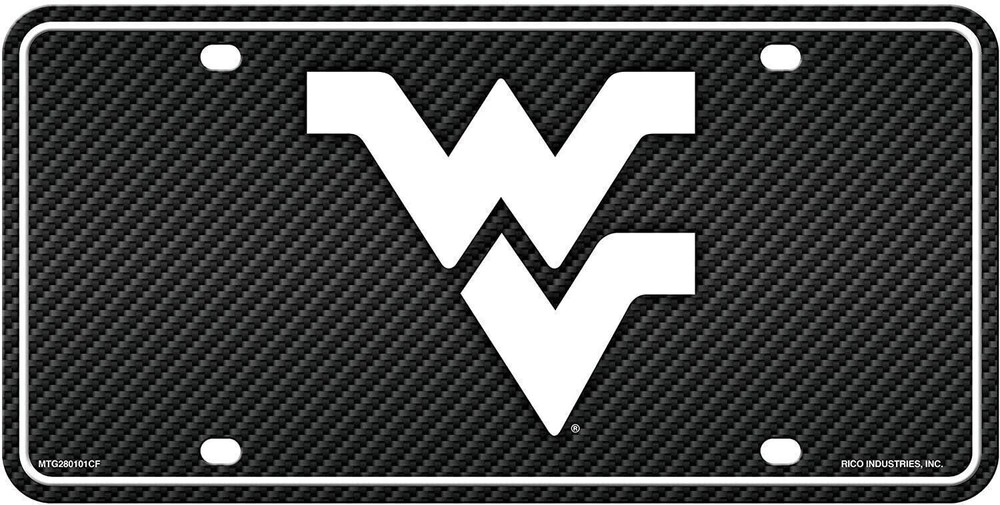 West Virginia University Mountaineers Metal Auto Tag License Plate, Carbon...
