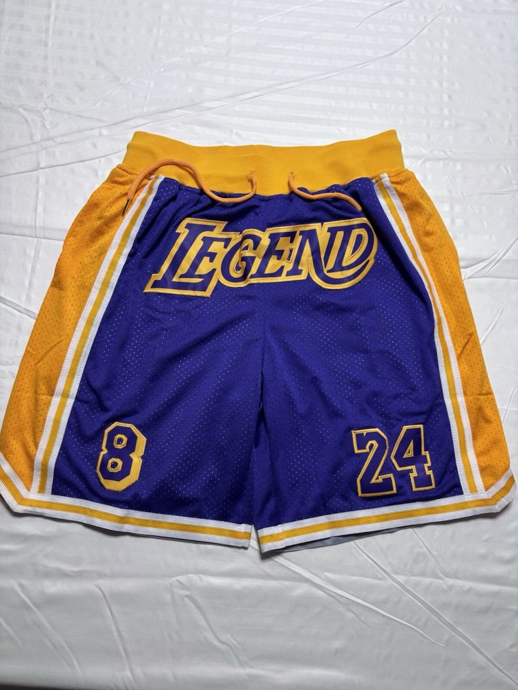 Kobe Bryant L.A Lakers Embroidered Basketball Shorts Sz Medium Legend #’s 8 & 24