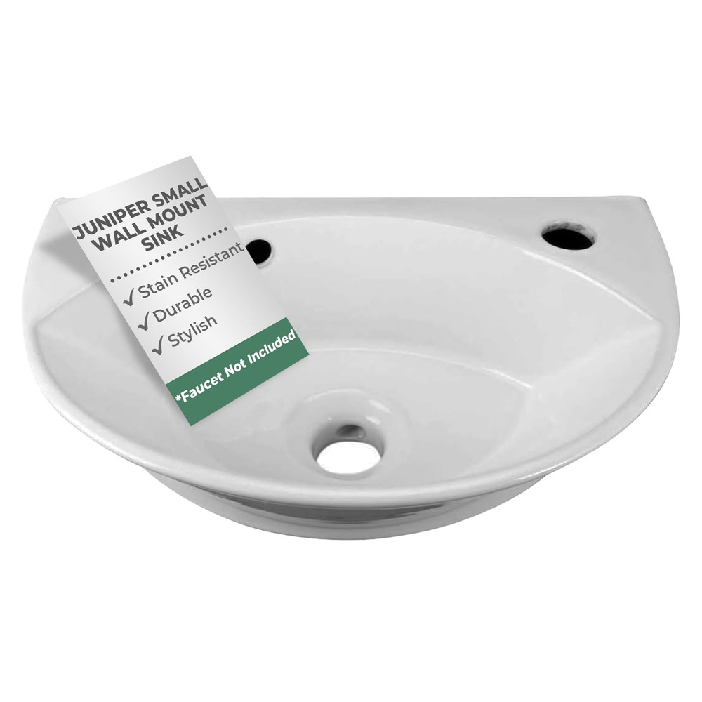 White Ceramic 17-Inch Wall Mount Bathroom Sink by Renovators Supply