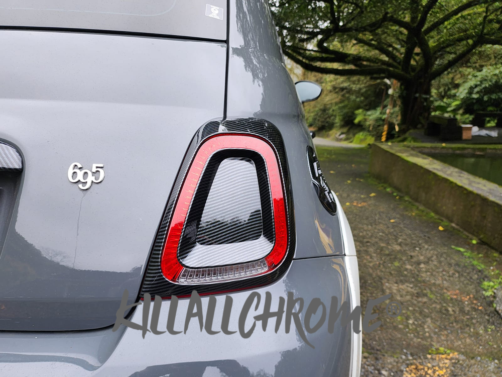 Fits Abarth Carbon Fibre Look Rear Light Surround Covers 500 595 695 UK Series4