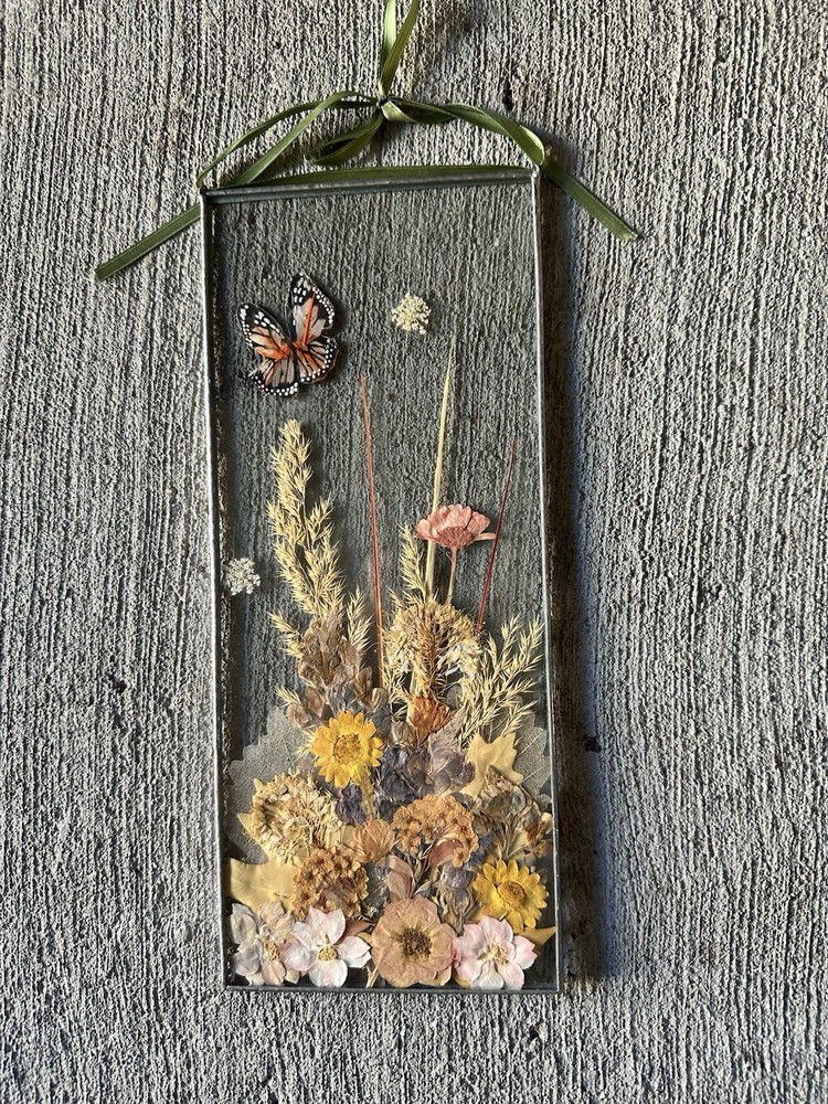 Pressed Dried Flower Butterfly Glass Wall Art Frame Botanical Interior Home Deco