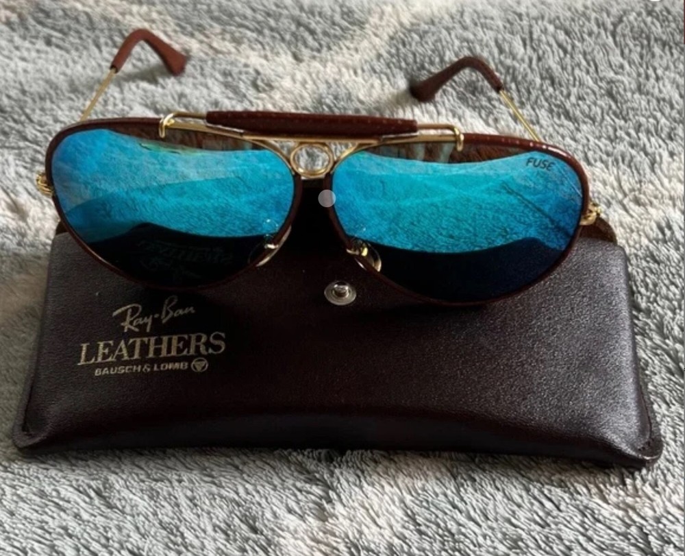 Ray-Ban B&L Z0650 Gold Leathers Changeable Lens Shooter Aviator Sunglasses 62mm