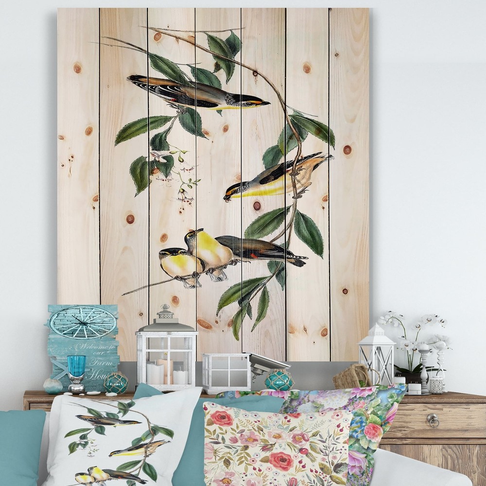Designart 'Vintage Bird III' Traditional Print on Natural