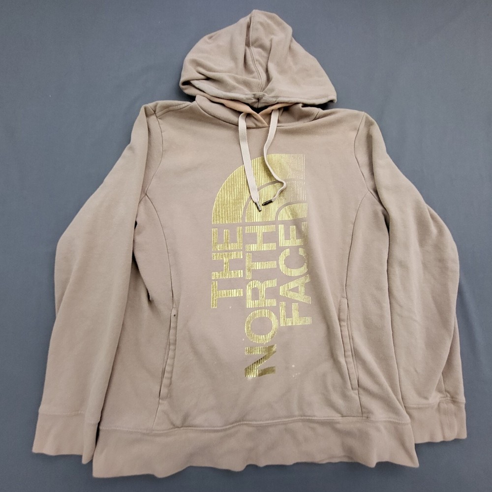 The North Face Sweater Womens Large L Long Sleeve Hooded Hoodie Knit Brown *