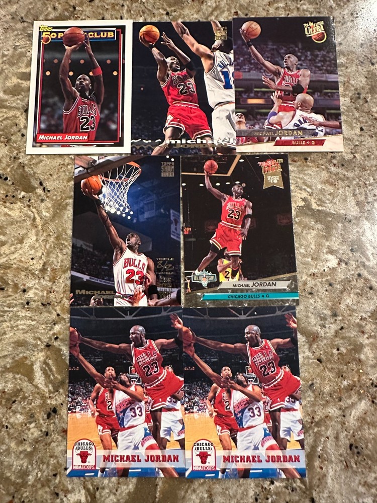7 Card lot 1993 Michael Jordan Cards Fleer Ultra, Skybox NBA Hoops, Topps HOF