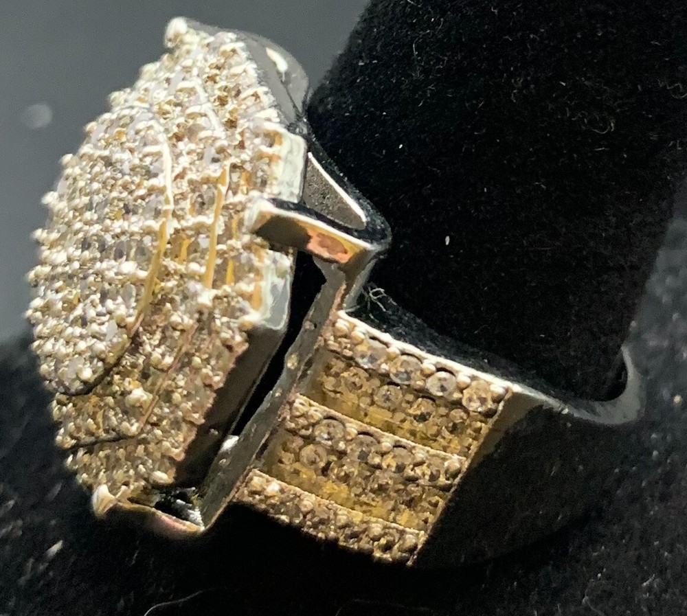 Vintage Antique Silver Tone Rhinestone CZ Cocktail Ring - Size 8.5