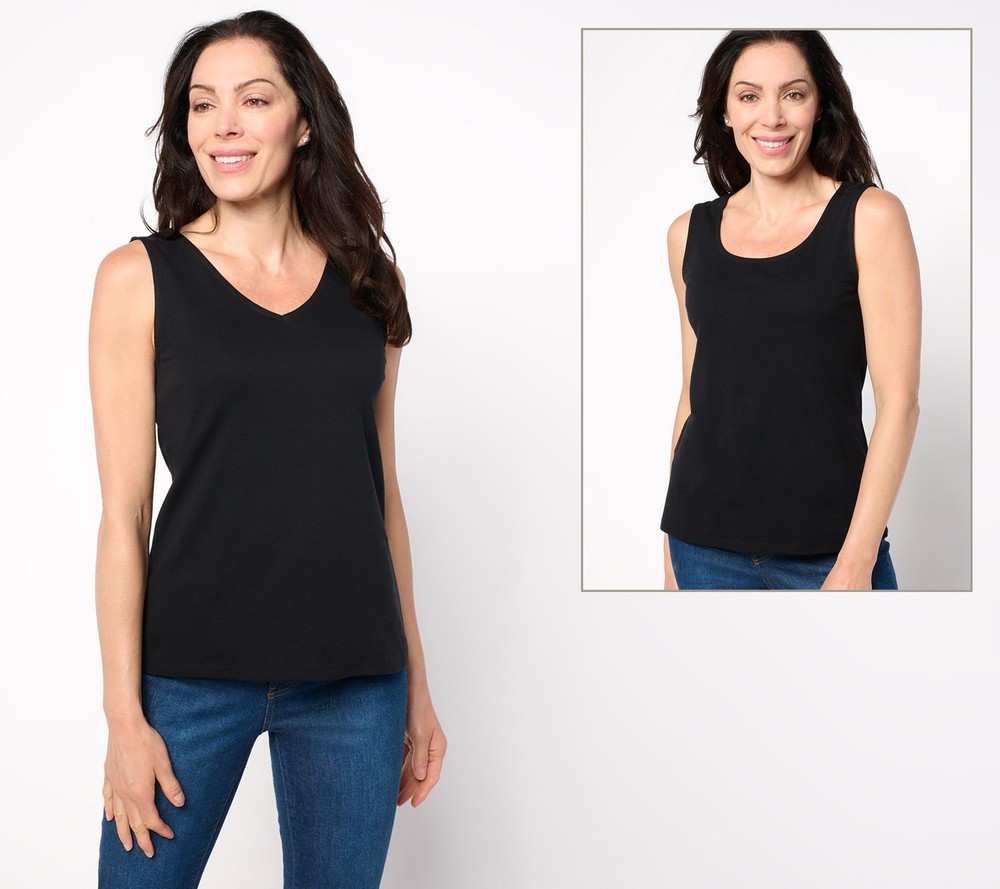 Isaac Mizrahi Live! Women's Top Sz XL Essentials Micro Pima Rib Black A689462