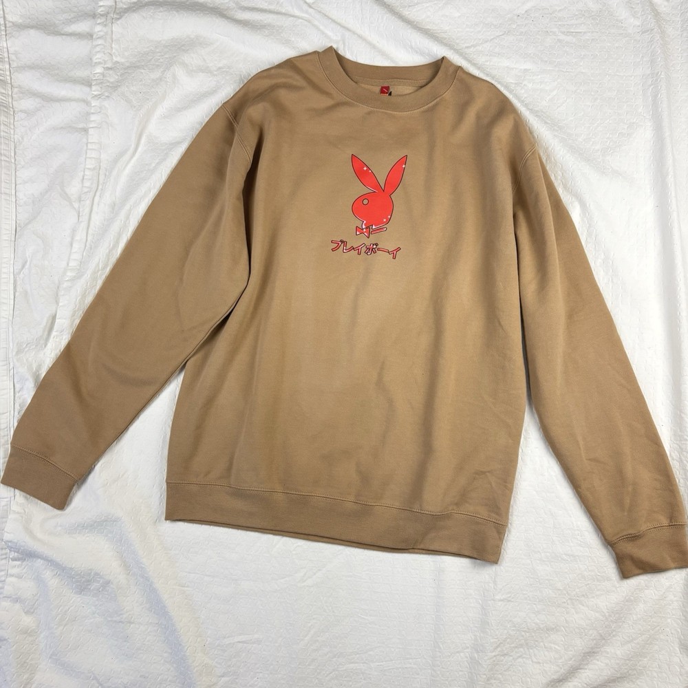 Playboy Club Tokyo Japan Sweatshirt Large Brown Amine Crewneck Pullover