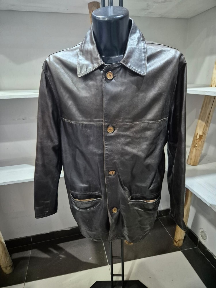 Jacket Genuine Leather Used Man Size XL Brown XYR718L
