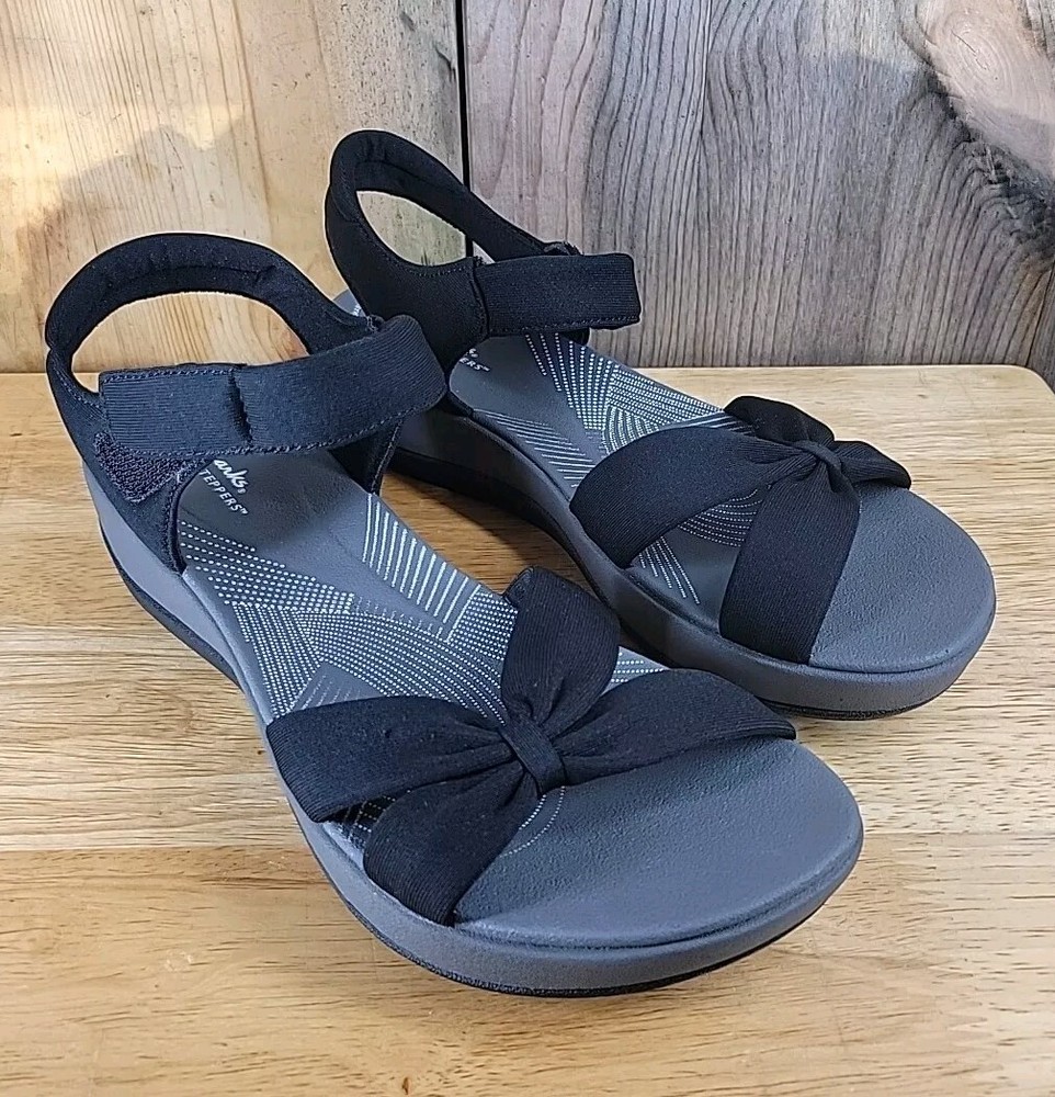 Clarks Cloudsteppers Arla Shore Strappy Sport Sandals Size 11M Black