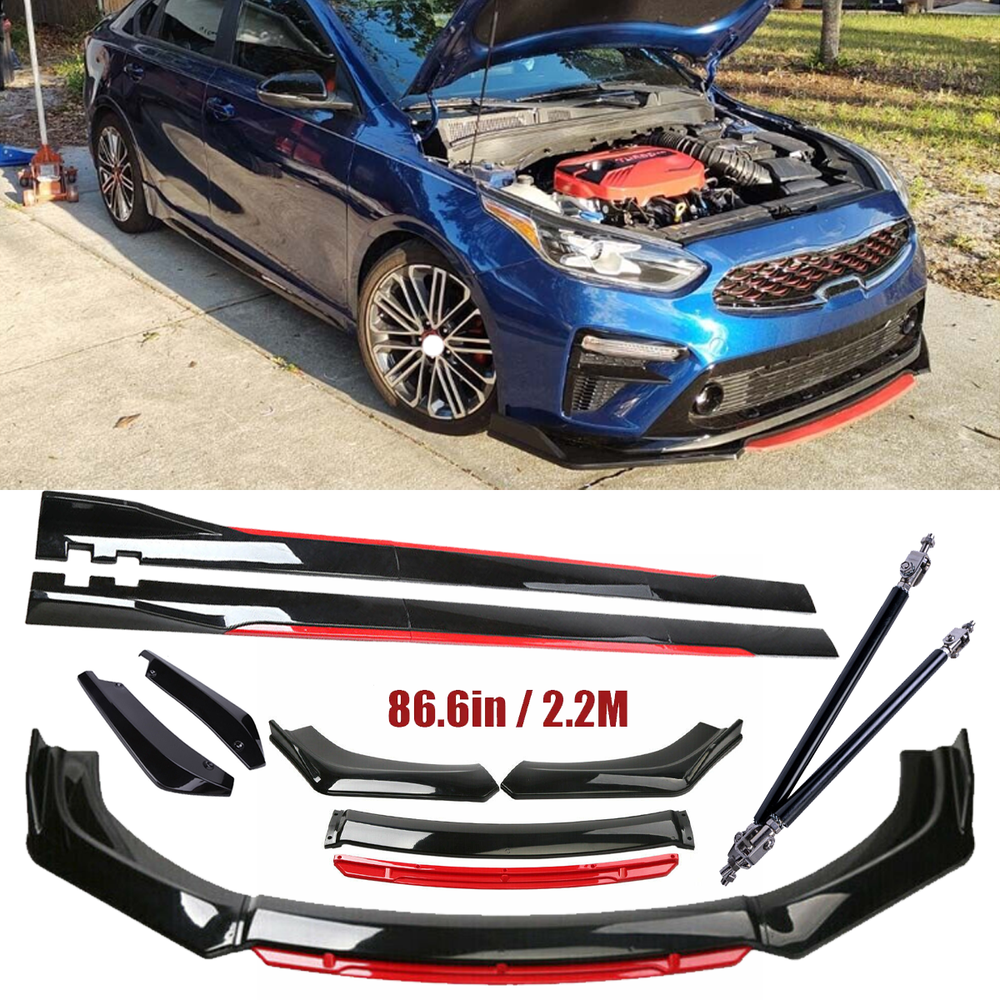 For Kia Stinger GT-Line Front Bumper Lip Spoiler Splitter Side Skirt Glossy Bla