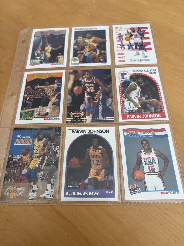 Magic Johnson Lot Of  9 Basketball Cards