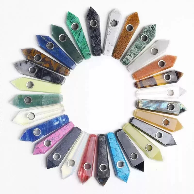 Natural Quartz Smoking Pipe Crystal Point Wand Stone Rock Obelisk Healing 1pc