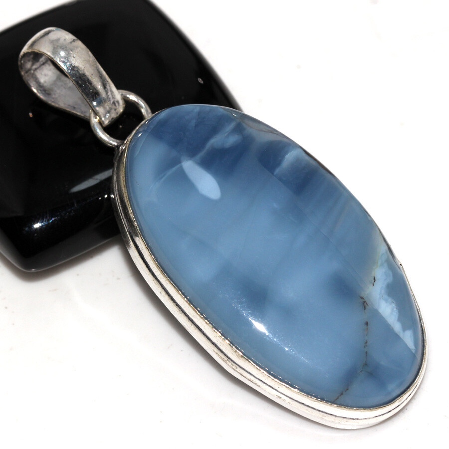 925 Silver Plated Owhyee Blue Opal Ethnic Pendant Handmade Jewelry Size 2