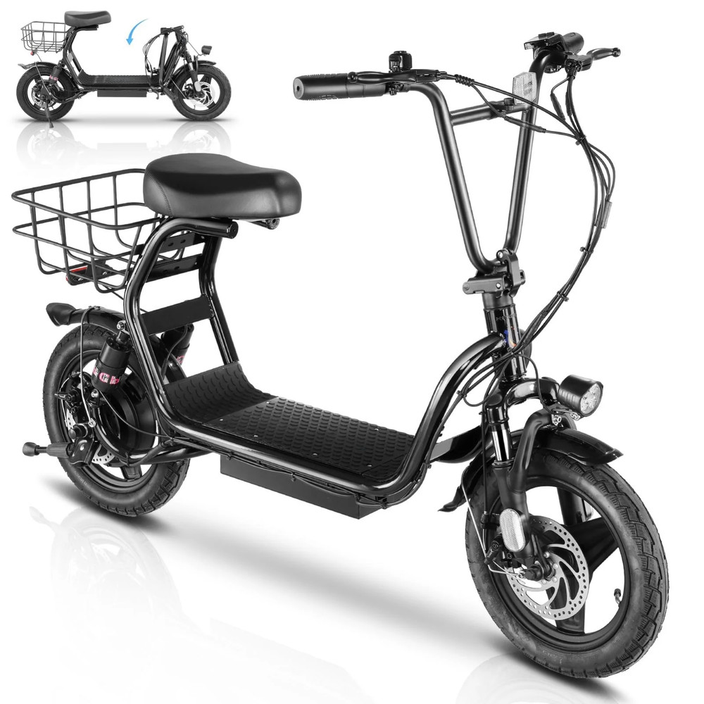 Peak 819W Adult Electric Scooter with Seat 14 Inch Tires for Commuting