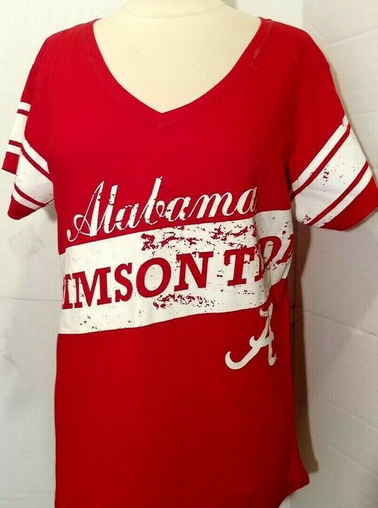 NCAA Alabama Crimson Tide -Women's Varsity style V-neck top -Sz M Logo Glittery