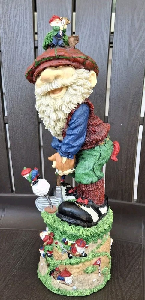 Vintage 15-Inch Santa Golf Gnome Statue with Bag and Clubs