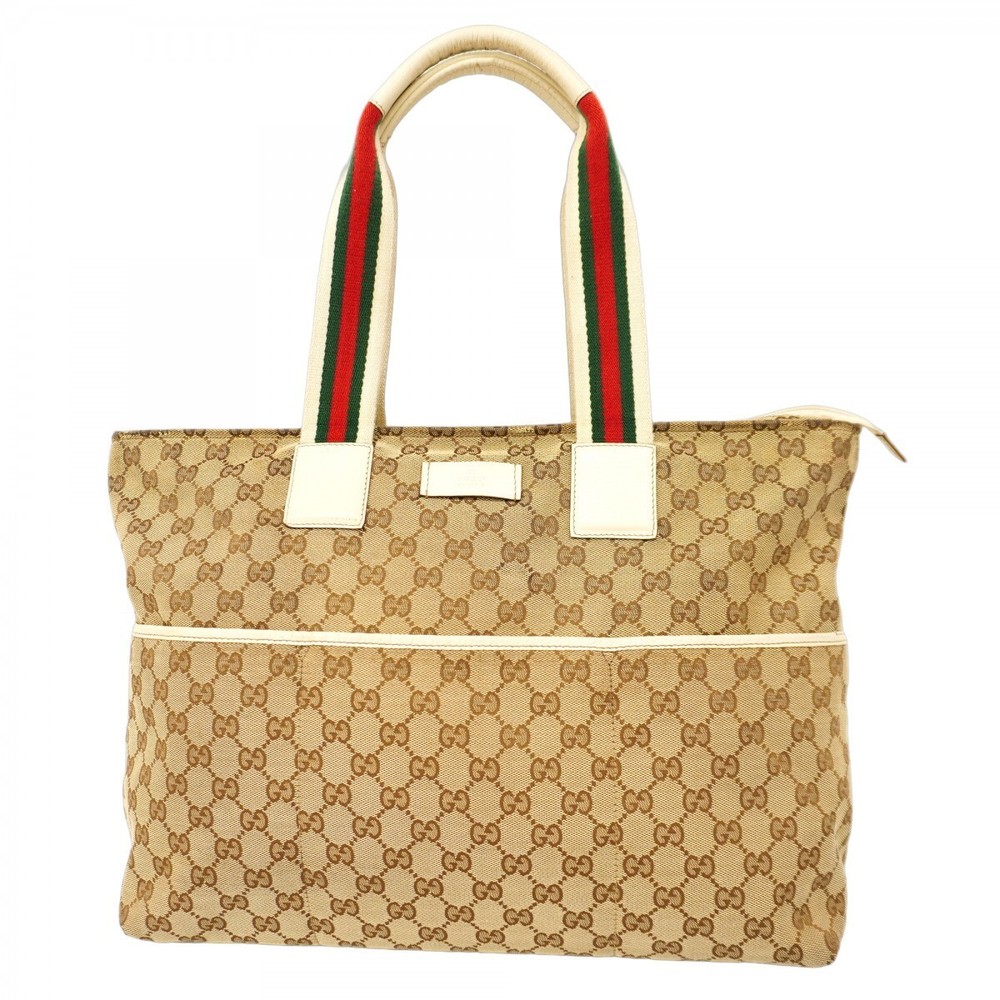 GUCCI GG Canvas Sherry Tote Bag with Silver Hardware 643343