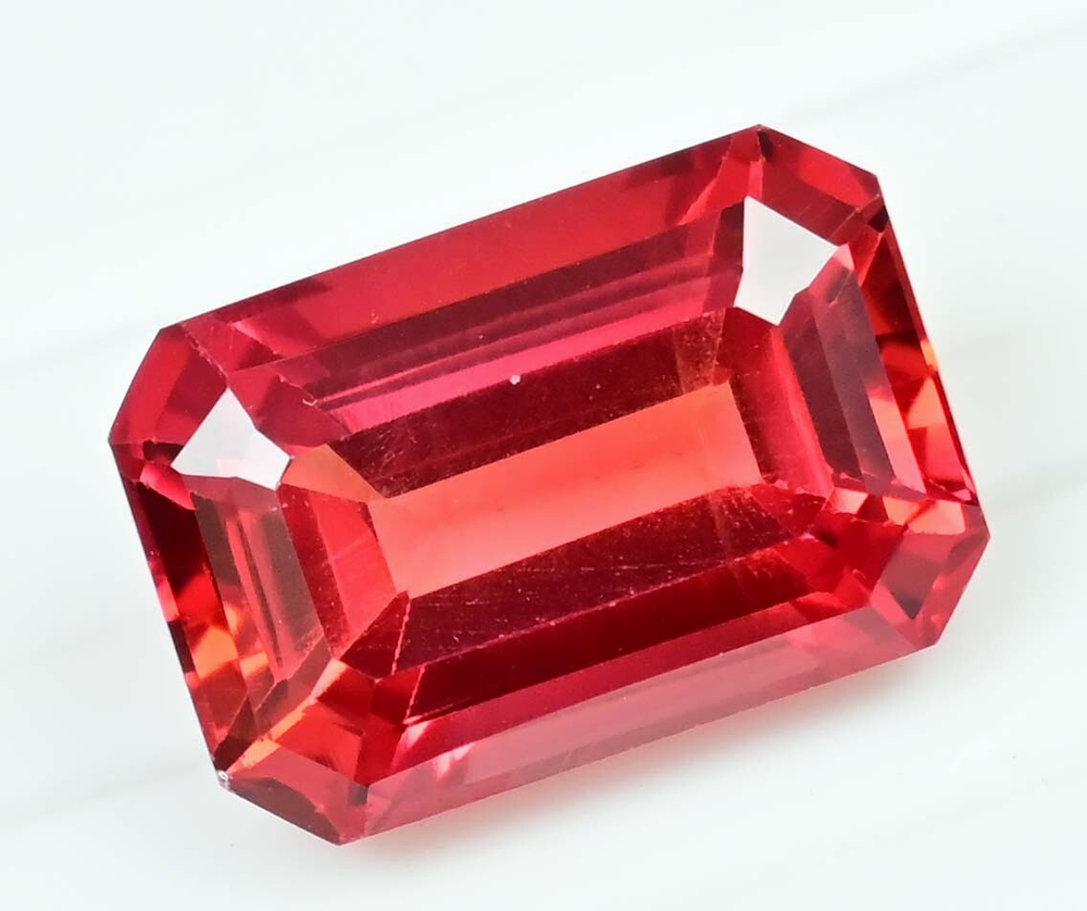 Natural Imperial Topaz 13.95 Ct Emerald Cut Certified Untreated Stunning Gemstone