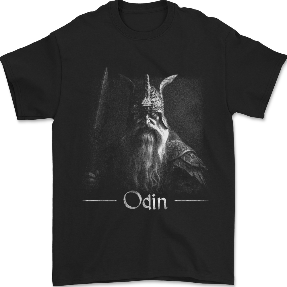 Odin With Valknut Symbol Viking Norse Warrior Mens T-Shirt 100% Cotton