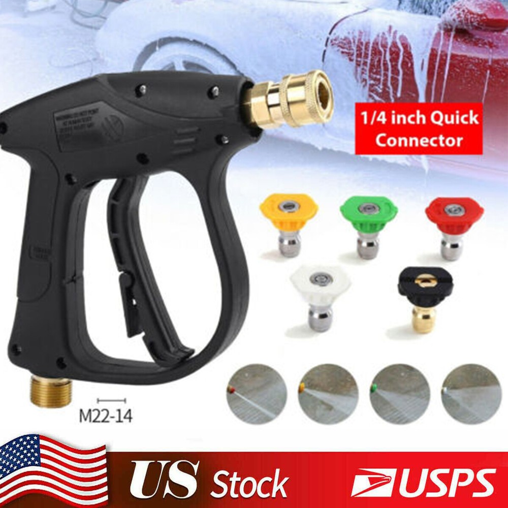 1/4 Inch 4350 PSI High Pressure Washer Gun with 5 Nozzles for Car Washing