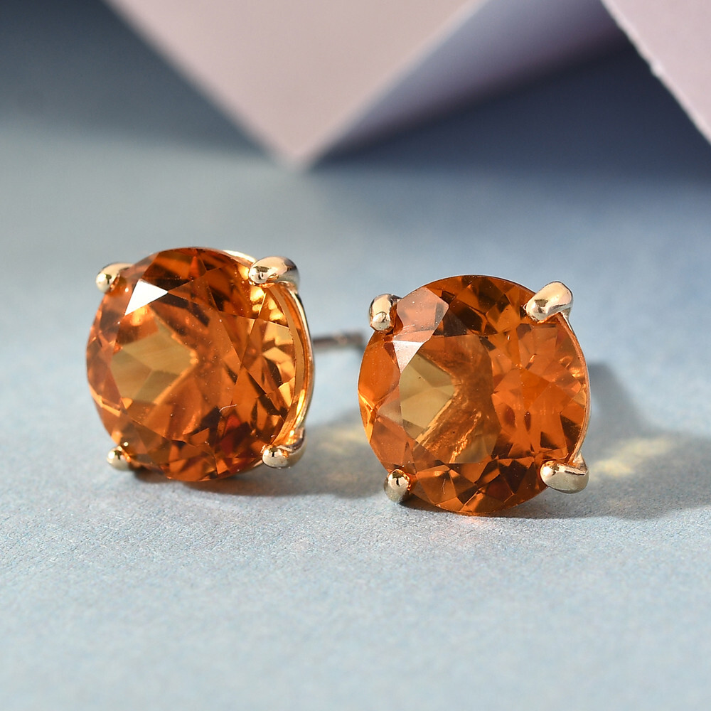 1.50 Ct Round Cut Citrine Solitaire Women’s Yellow Gold Stud Earrings