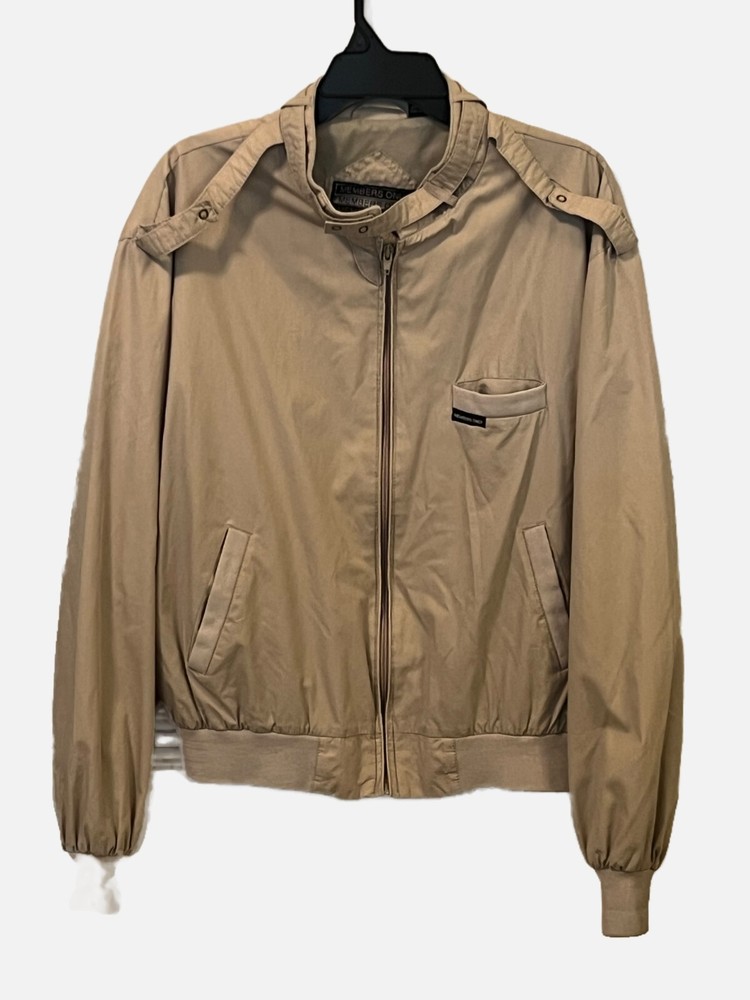 Members Only Mens Beige Racer Jacket Size 46 XL Classic Iconic Original-image