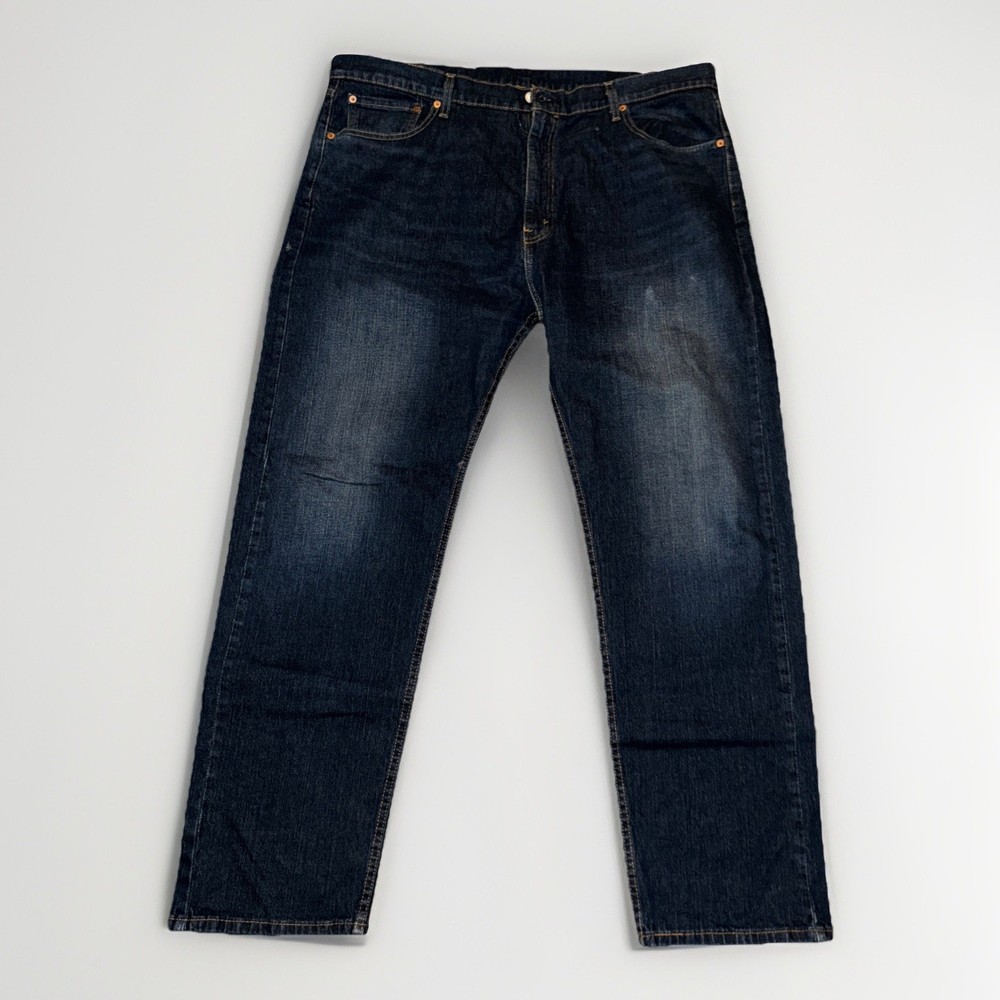 Vintage Levi's 505 Mens Regular Fit Med Dark Wash Blue Denim Jeans 42x32