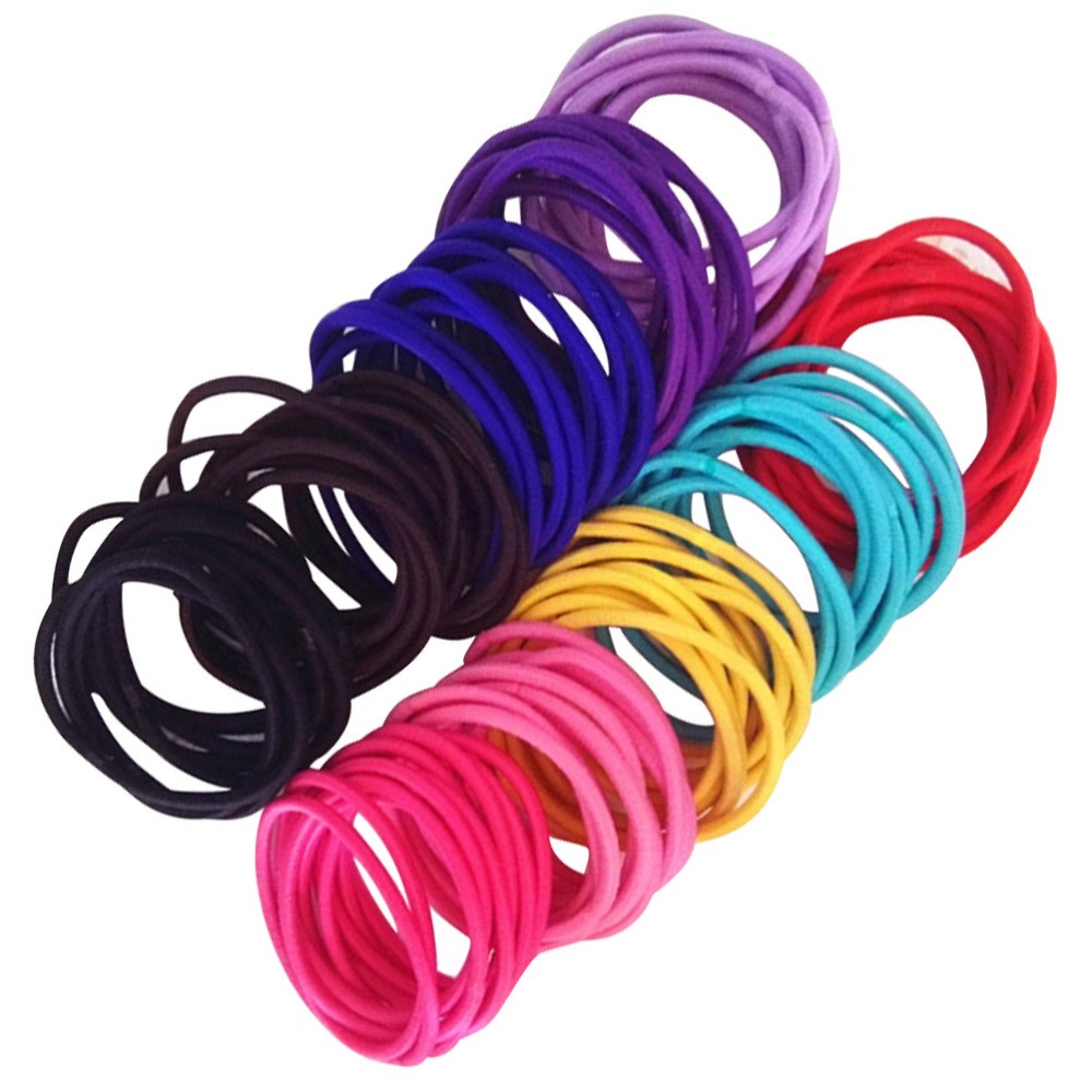 50 Pcs Stretchy Nylon Hair Ties for Women Ponytail Holders Elastic Bands