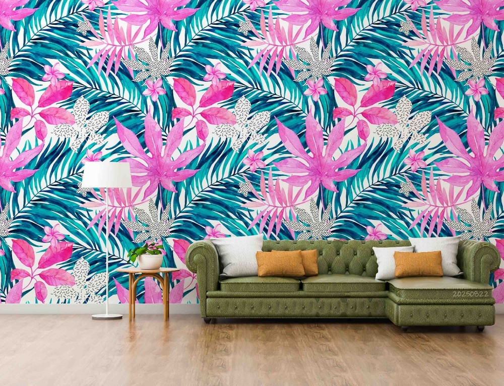 3D Flowers Leaves Flora Pattern Wall Murals Wallpaper Murals Wall Sticker