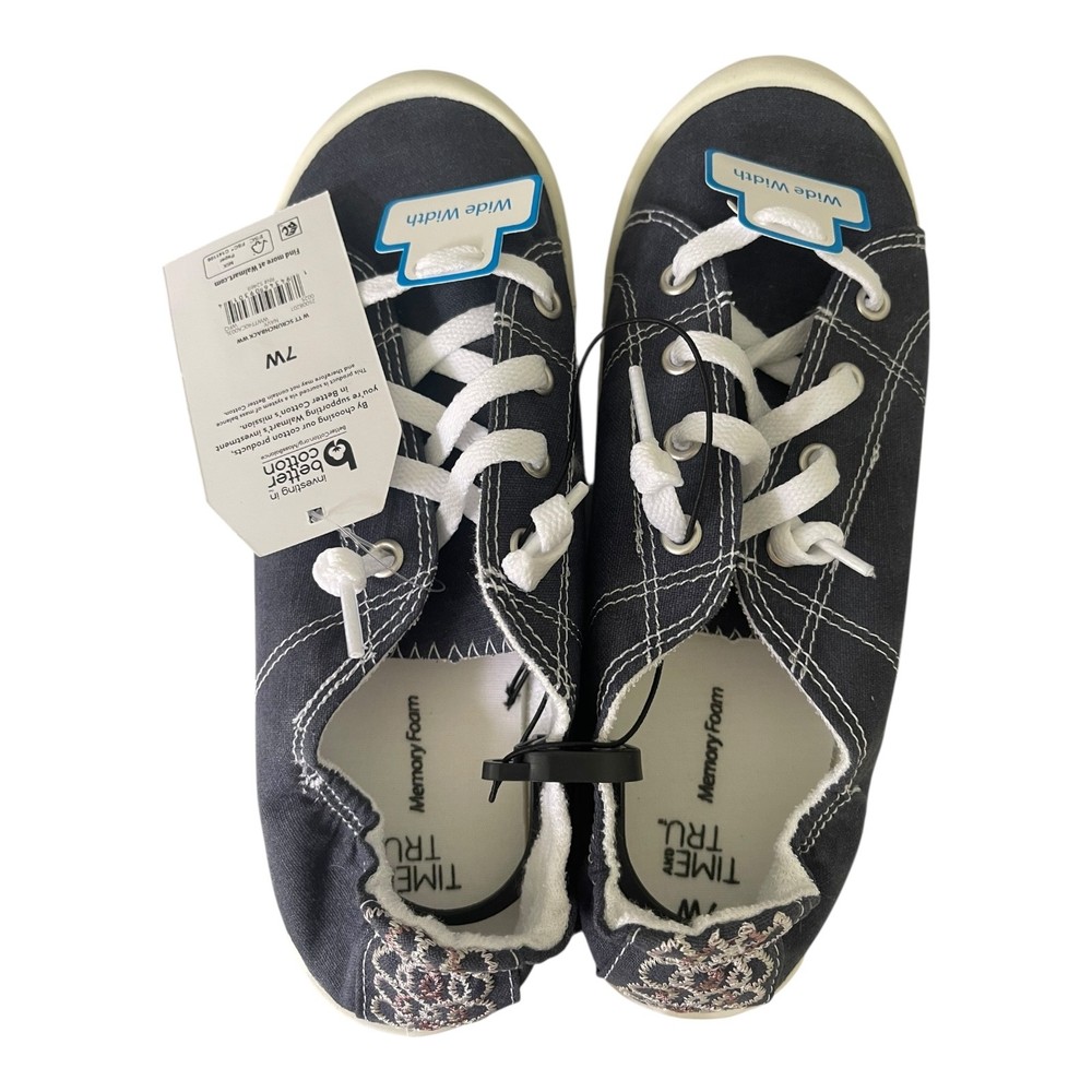 !WIDE WIDTH BLUE Time and Tru Women's Scrunch Back Slip-On Sneaker Size VARIOUS