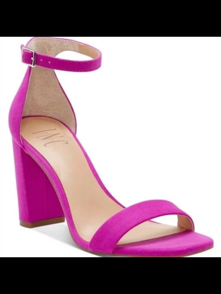 INC Women's Purple Lexini Adjustable Padded Block Heel Sandals Size 9