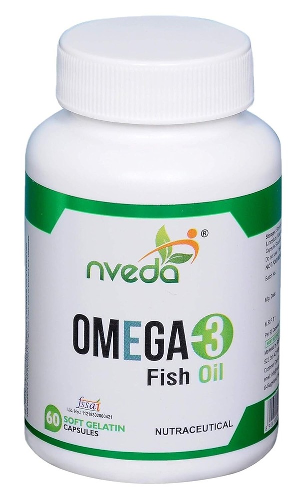 Nveda Omega-3-Fish-Oil 1000mg For Men & Women (60 Caps) Ayurvedic Formulation