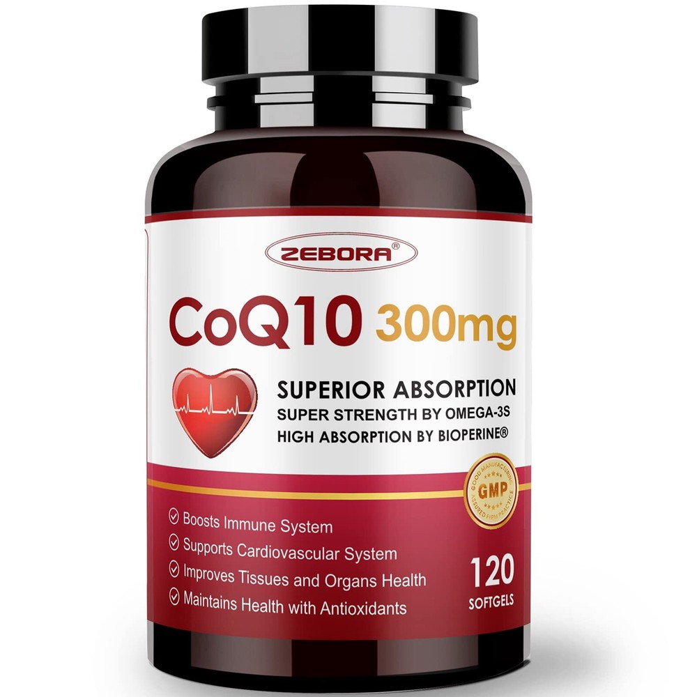 CoQ10-300mg-Softgels with PQQ BioPerine & Omega-3 120 Servings Coenzyme Q10 U...